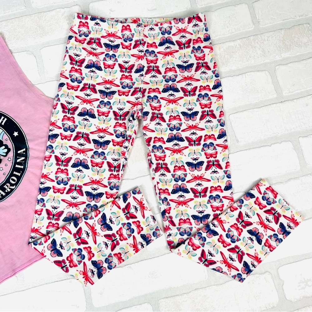 Myrtle Beach Pink Butterfly Muscle Tee and Carters Butterfly Leggings Set Kids 7